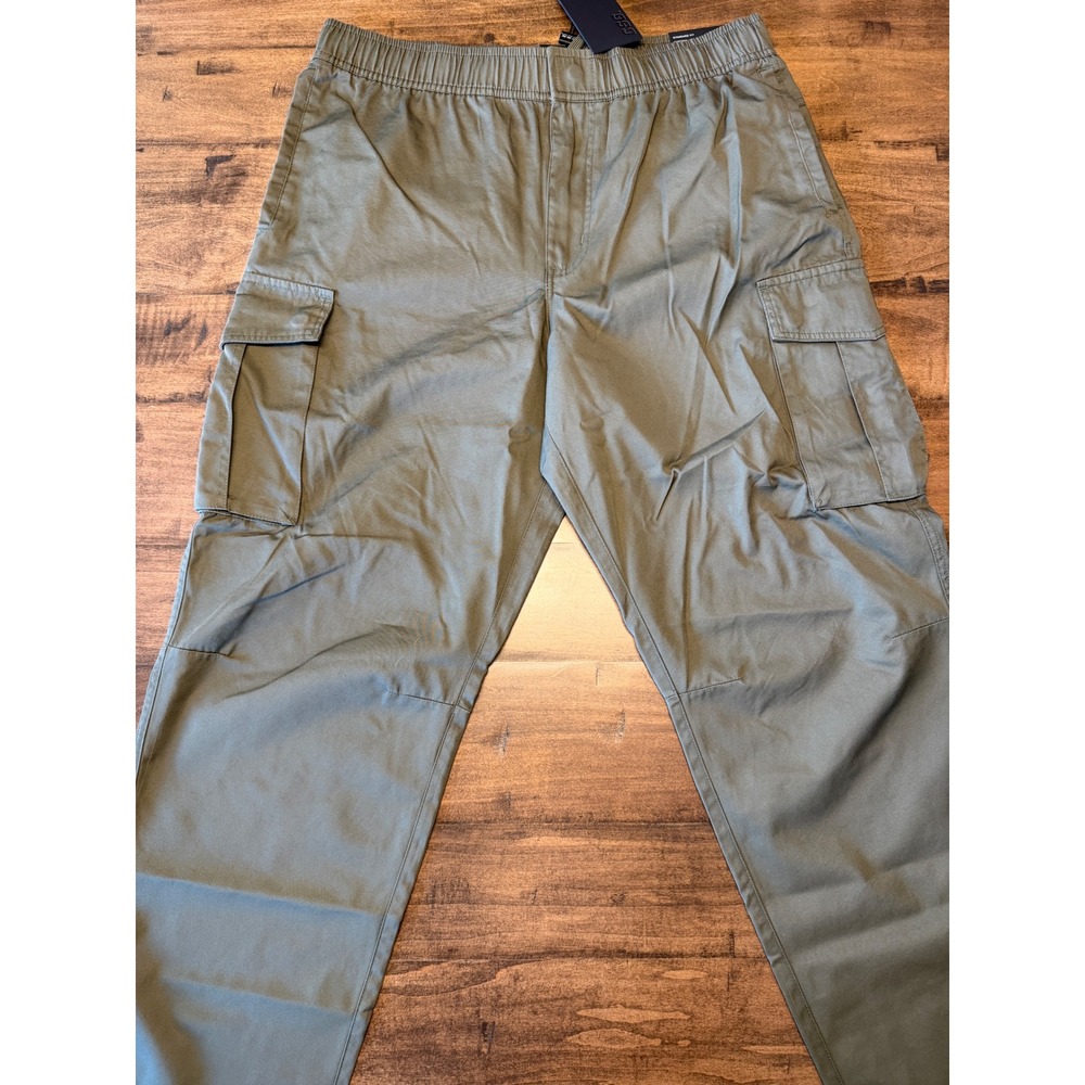 CSG Everett Cargo Pants Mens Large Olive Green Tapered Leg Elastic Waist NEW